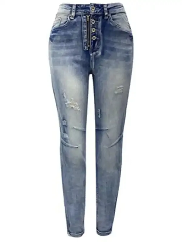 Women’s washed high elastic denim pencil pants