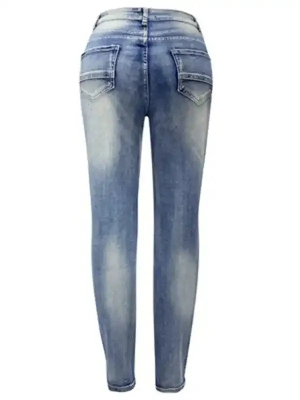 Women’s washed high elastic denim pencil pants