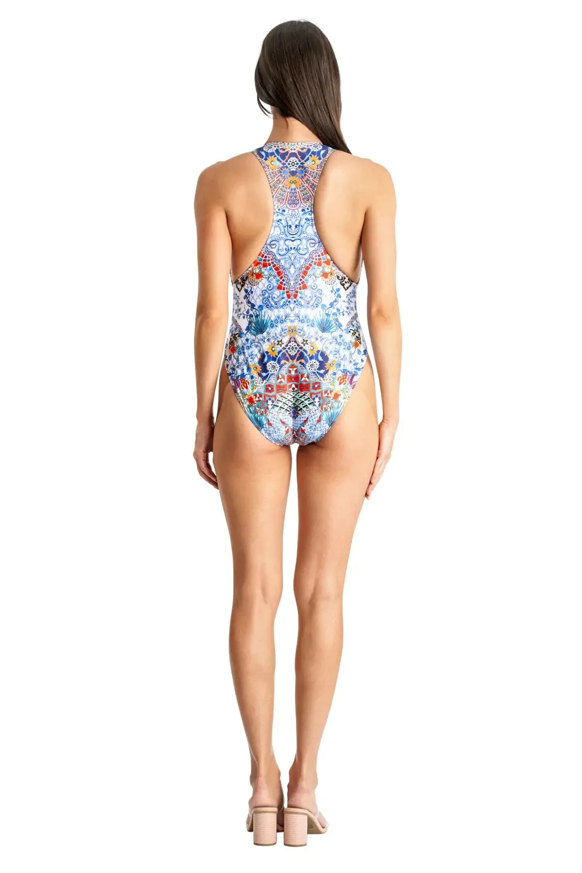 Zip-Up One-Piece Swimsuit